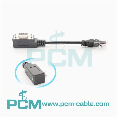 Adaptador de sèrie Masculí DB9 de dona a RJ45 en angle