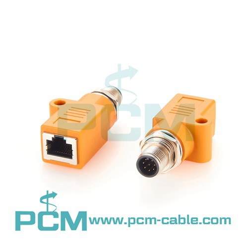 Adaptador de muntatge del panell frontal M12 IP67 A Codi Mascle a RJ45