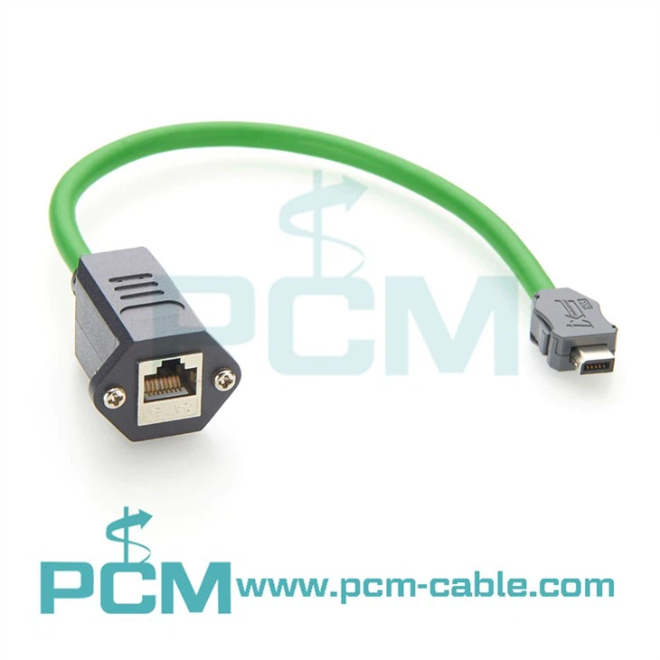 IX Industrial Category 6a Serial Cable, IX B Key to RJ45 Jack, Double Shielded High Flex Industrial Outdoor CMX TPU Jacket
