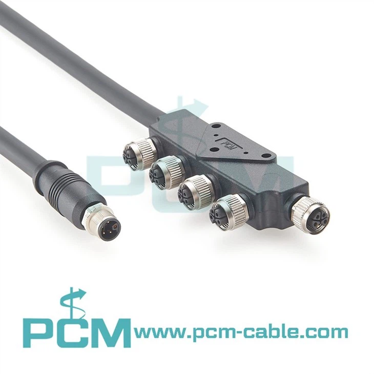 M12 L-Coding Power Spliter for Profinet Managed Switch