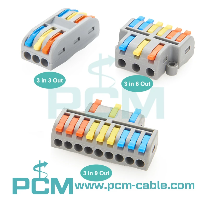 Quick Connector Terminal 3 In-3 Out Lever Wire Connector Quick Connector Terminal 3 In-3 Out Lever Wire Connector