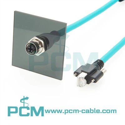 M12 X Codi a RJ45 CAT6A Disseny industrial de cable de cable de flexió industrial